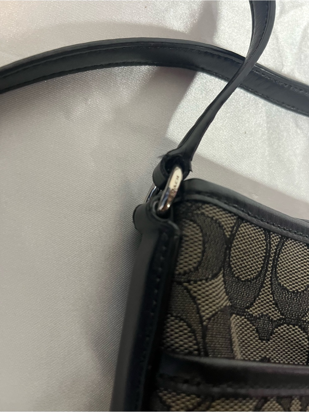 Coach Signature File Crossbody Bag F32203 Charcoal Black Jacquard Leather Trim - Picture 10 of 16
